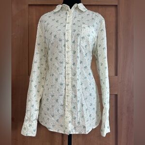 Fat Face White and Green Button Down Shirt